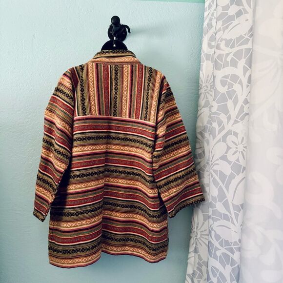 Zig Zag Asian Collection Multicolored Striped Brushed Cotton Jacket Size S/M - Picture 5 of 7